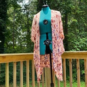 Peach “Angie” floral shrug, size M